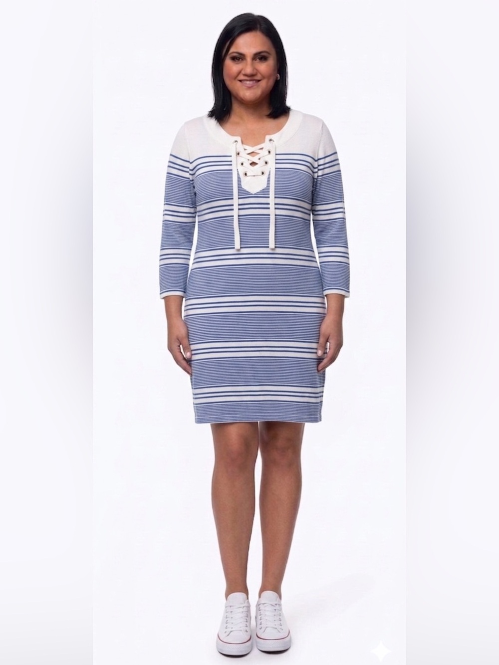 Vineyard Vines Blue and White Striped Midi Dress